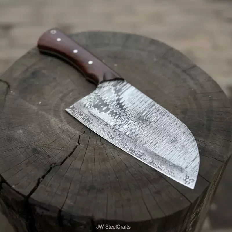 10-Inch Damascus Camp Cleaver5.5 Inch Blade, Tali Wood Handle, Silver Pins & Black Spacer
