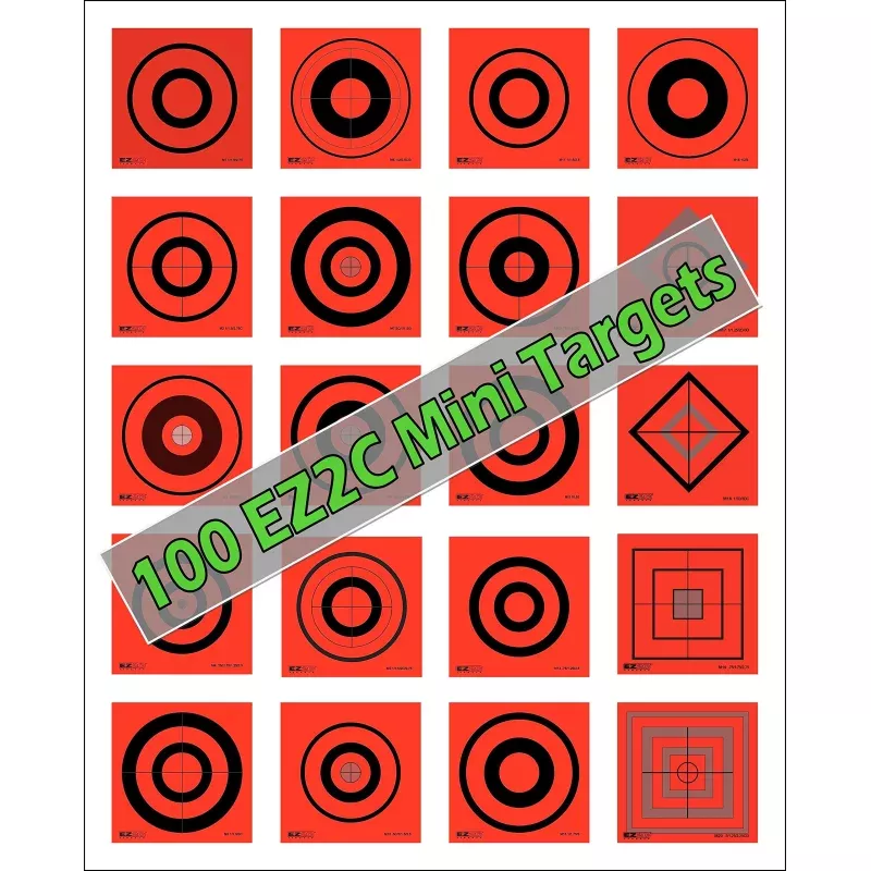 100 EZ2C Mini Shooting Targets, Bright Fluorescent Self-Adhesive 3.5 x 3.5 USA MADE (Pack of 100)