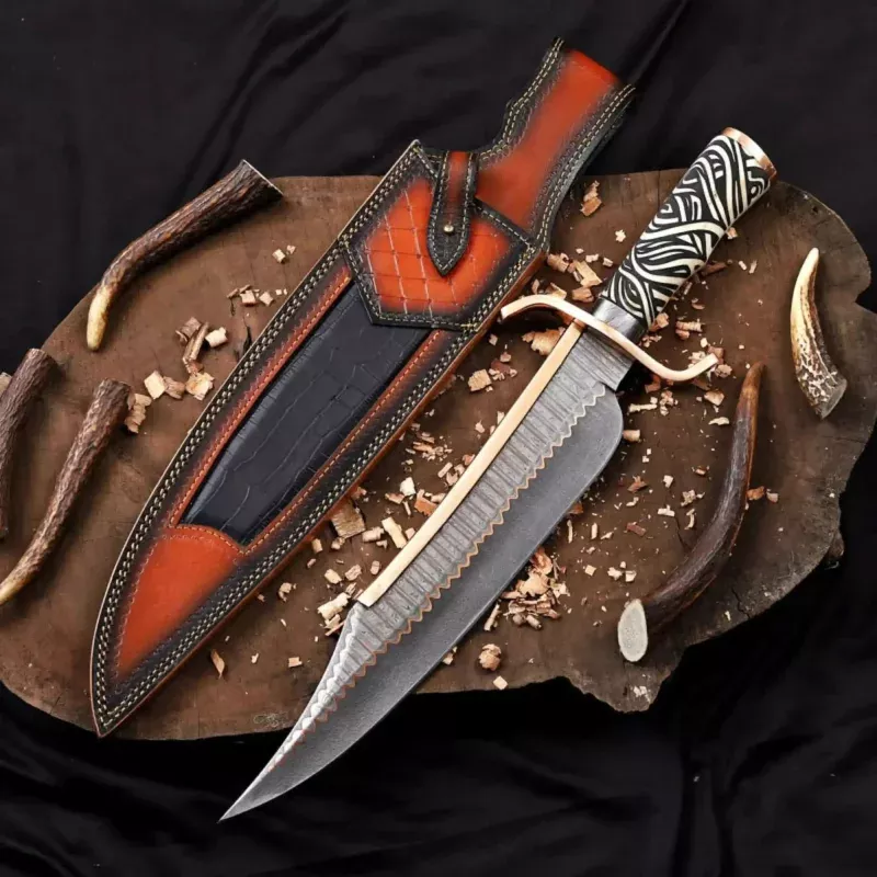 12-Inch Copper Damascus Alamo Bowie Knife – Musso-Style Collector Blade