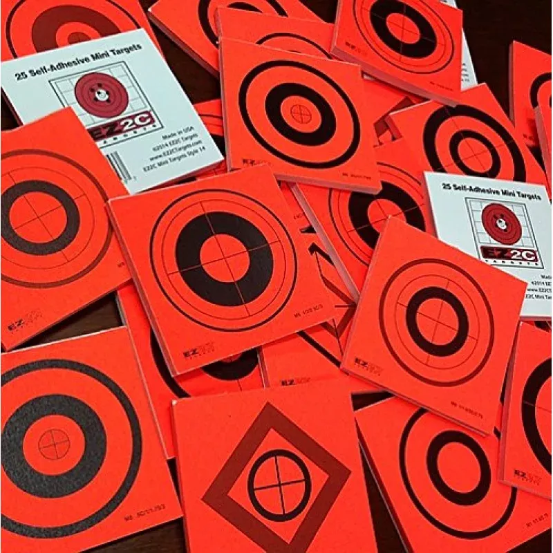 25 EZ2C Mini Shooting Targets Bright Fluorescent Self-Adhesive 3.5×3.5 (25 count)