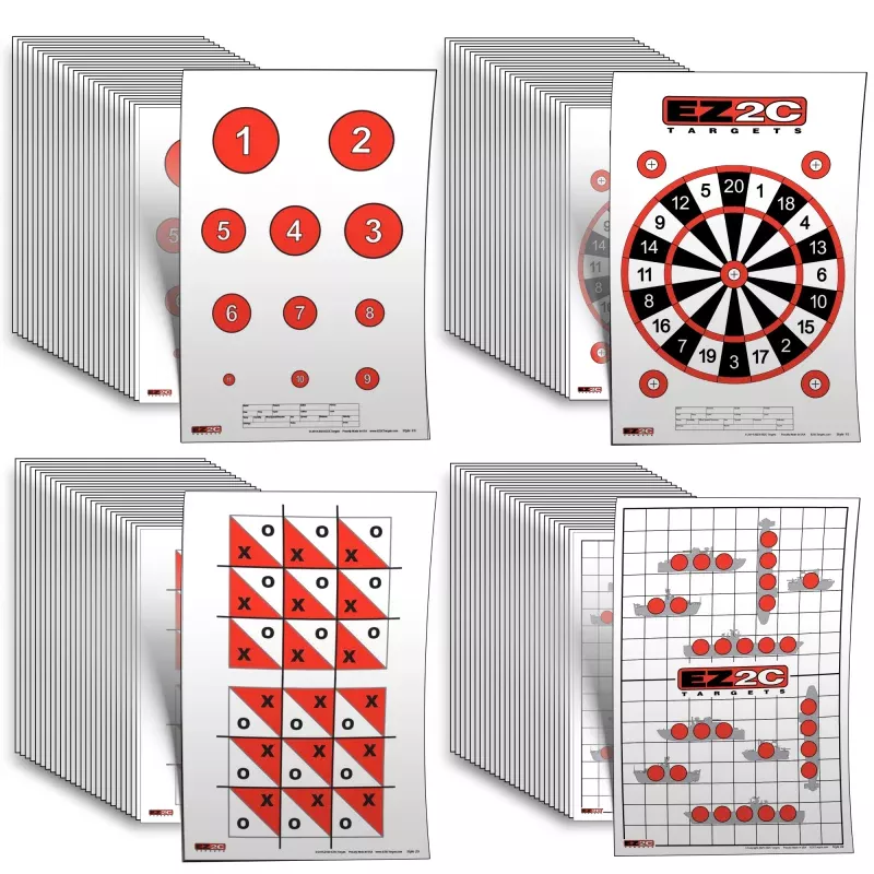 40 EZ2C Targets: Four Fun Game Styles Paper Targets 11×17 USA MADE