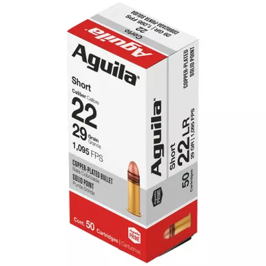 Aguila 1B220110 Super Extra High Velocity 22Short 29gr Copper Plated Solid Point 50 Per Box/20 Case