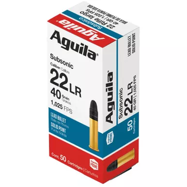 Aguila 1B220269 Subsonic 22LR 40gr Lead Solid Point 50 Per Box/20 Case