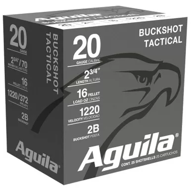 Aguila 1C2002BA Buckshot 20Gauge 2.75″ 1oz 2Buck Shot 25 Per Box/10 Case