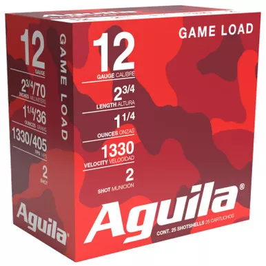 Aguila 1CHB1202 Game Load 12Gauge 2.75″ 1 1/4oz 2Shot 25 Per Box/10 Case