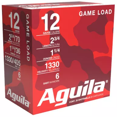 Aguila 1CHB1206 Game Load 12Gauge 2.75″ 1 1/4oz 6Shot 25 Per Box/10 Case