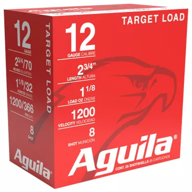 Aguila 1CHB1358 Target Load Competition 12Gauge 2.75″ 1 1/8oz 8Shot 25 Per Box/10 Case