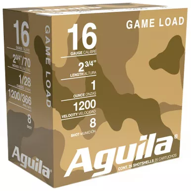 Aguila 1CHB1618 Game Load 16Gauge 2.75″ 1oz 8Shot 25 Per Box/10 Case