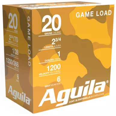 Aguila 1CHB2006 Game Load 20Gauge 2.75" 1oz 6Shot 25 Per Box/10 Case