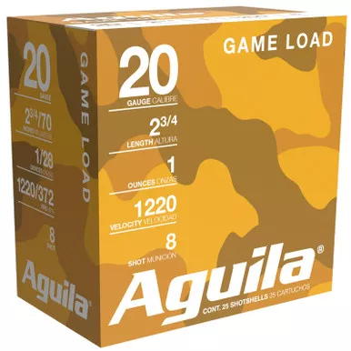 Aguila 1CHB2048 Game Load 20Gauge 2.75″ 1oz 8Shot 25 Per Box/10 Case