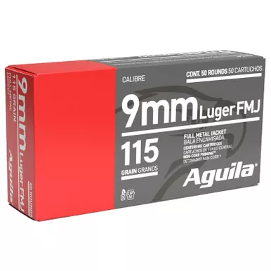 Aguila 1E097704 9mm Luger 115gr Full Metal Jacket 50 Per Box/20 Case