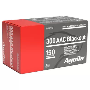 Aguila 1E300110 300Blackout 150gr Full Metal Jacket Boat Tail 50 Per Box/20 Case