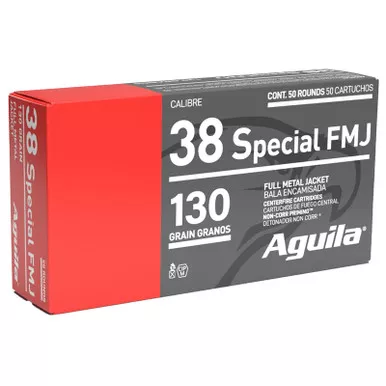 Aguila 1E382521 38Special 130gr Full Metal Jacket 50 Per Box/20 Case