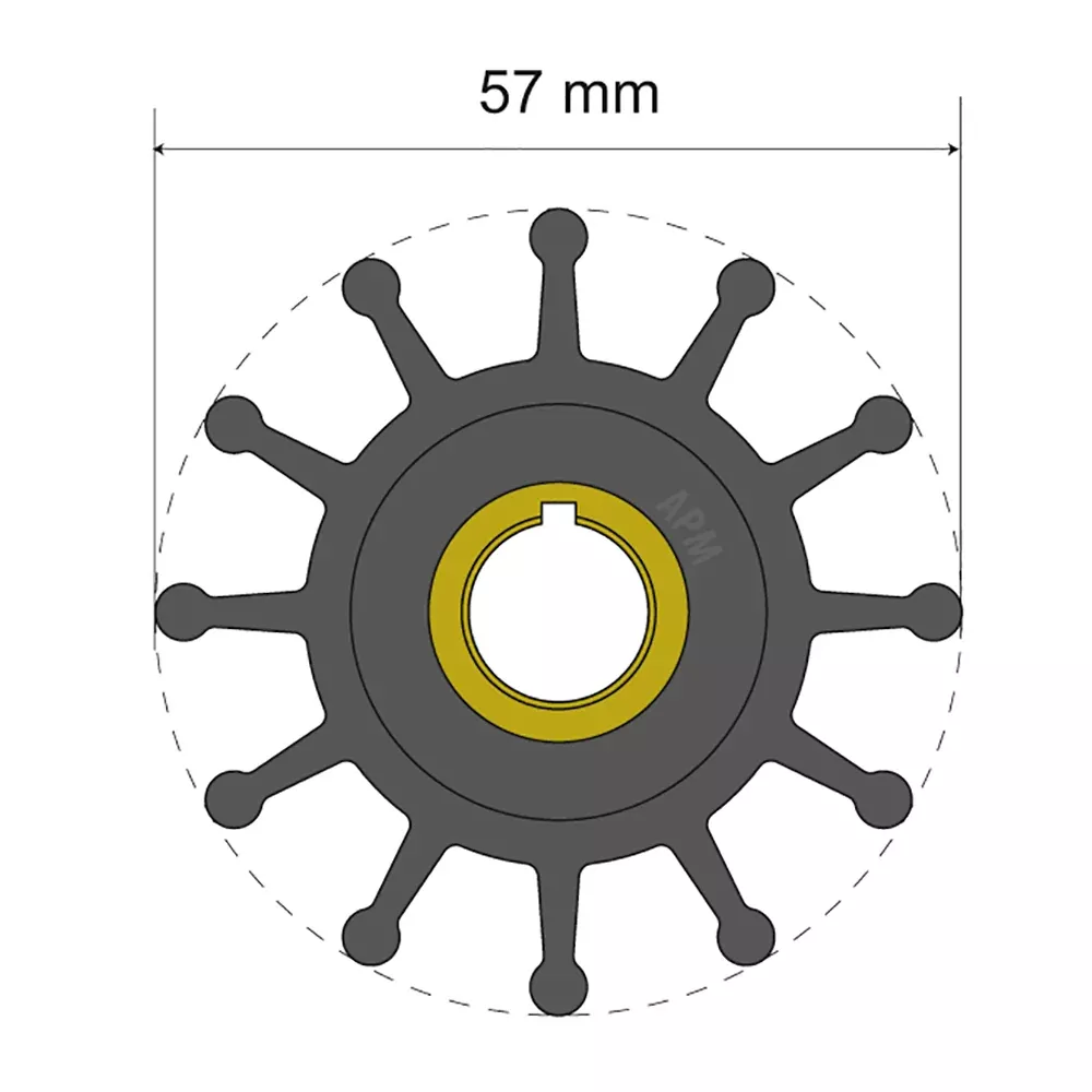 Albin Pump Premium Impeller Kit 57 x 12.7 x 20mm – 12 Blade – Key Insert