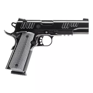 Alpha Foxtrot AA01X1END-PDBK10-GGC AF1911 Enhanced Full Size 9mm Luger 10+1 5" Black QPQ Stainless Steel Serrated Slide, Black QPQ Stainless Steel Frame w/Beavertail Checkered Polymer Grip