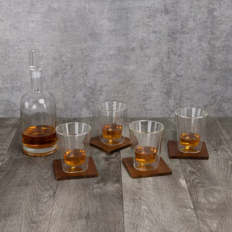 Ambassador Whiskey Box with Decanter and 4 Lowball Glasses
