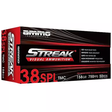 Ammo Inc 38158TMCSTRKRED50 Streak Visual (RED) 38Special 158gr Total Metal Case 50 Per Box/20 Case
