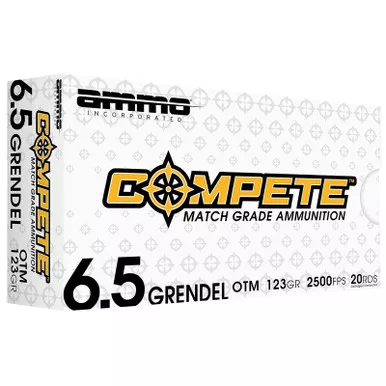 Ammo Inc 65GR123BTHPA20 Compete 6.5Grendel 123gr Open Tip Match 20 Per Box/10 Case