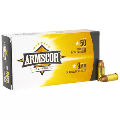 Armscor 50041PH Precision 9mmLuger 124gr Full Metal Jacket 50 Per Box/20 Case