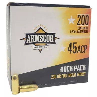 Armscor 50093 Precision Rock Pack 45ACP 230gr Full Metal Jacket 200 Per Box/4 Case