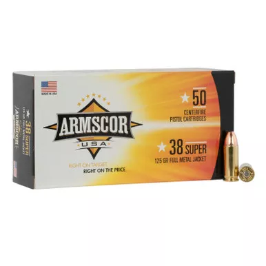 Armscor FAC38SUPER1N USA 38Super 125gr Full Metal Jacket 50 Per Box/20 Case
