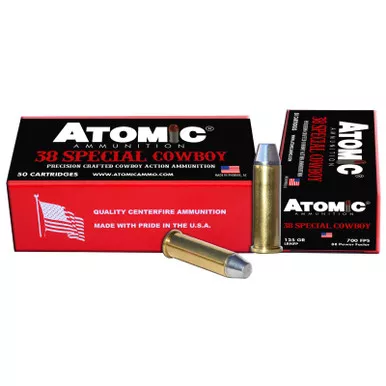 Atomic Ammunition 00451 Cowboy Action Precision Craft 38Special 125gr Lead Round Nose Flat Point 50 Per Box/10 Case