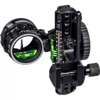 Axcel ADVP-P110-3GA Driver Plus Slider Sight with AVX-31 Scope Stealth Bowhunting, Picatinny Mount, 1 Pin, .010, Green Fiber, Black, Right Hand
