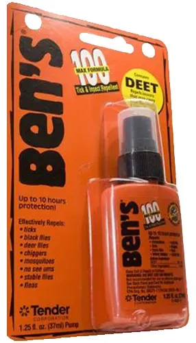 Ben’s 100 Odorless Scent 1.25 oz Spray Repels Ticks & Biting Insects Effective Up to 10 hrs