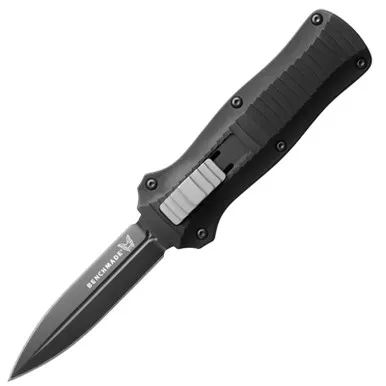 Benchmated Mini Infidel Black Aluminum OTF 3.1" Double-Edged Dagger Blade