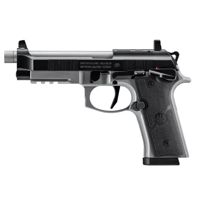 Beretta 92XI SAO Tactical 9mm 18rd 5.1″ Threaded Barrel Black and Silver Pistol