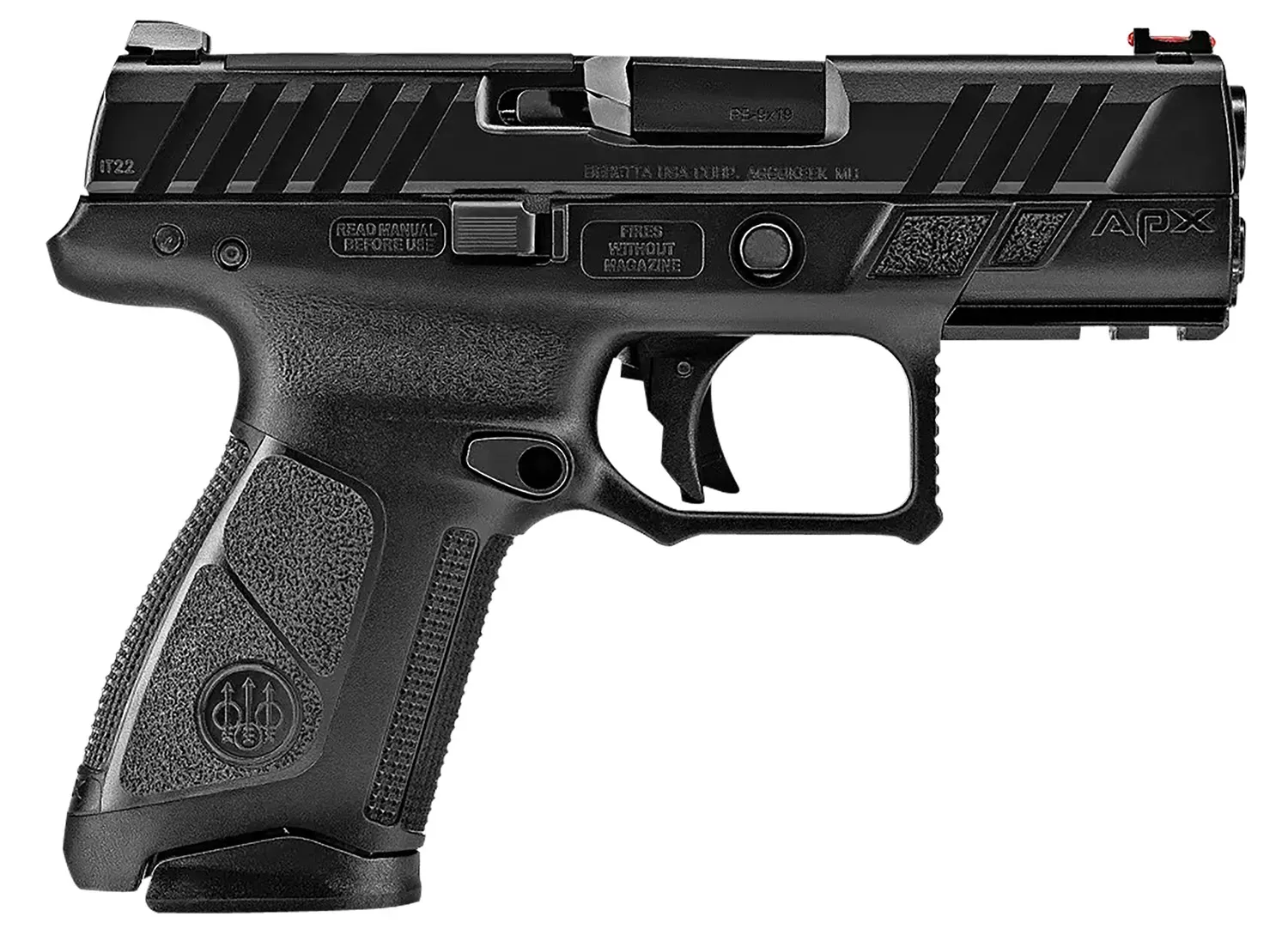 Beretta APX A1 Compact 9mm Pistol 15+1 3.7″ Barrel Optic Ready Steel Slide Polymer Frame FO Front Sight Black JAXA1C915FO