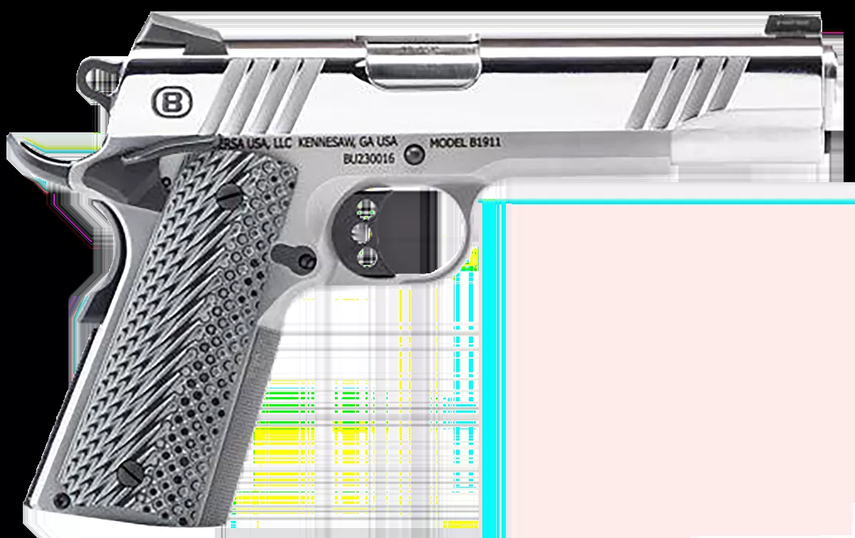 Bersa B1911 .45ACP 8+1 5" SS Barrel/Frame Polished SS Slide Lightened Trigger/Hammer Ambi Safety Grip Safety SAO B19117050PMBG