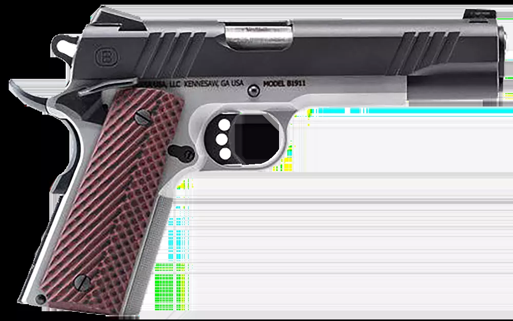 Bersa B1911 .45ACP 8+1 5" SS Slide/Frame Novak Rear/Tritium Front Sight Ambi Safety G10 Grips US Made Black/SS B19117050BMBC