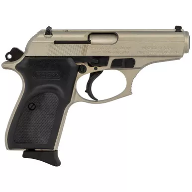 Bersa T380NKL8 Thunder Micro-Compact Frame 380 ACP 8+1, 3.50" Satin Nickel Steel Barrel, Serrated Steel Slide & Aluminum Frame