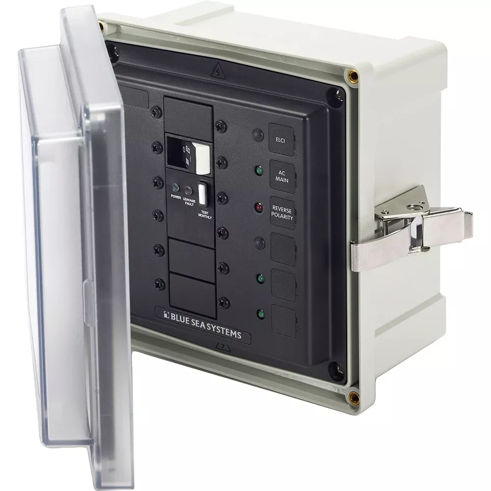 Blue Sea 3118 - SMS Panel Enclosure w/ELCI (50A) and 2 Blanks - 120V AC