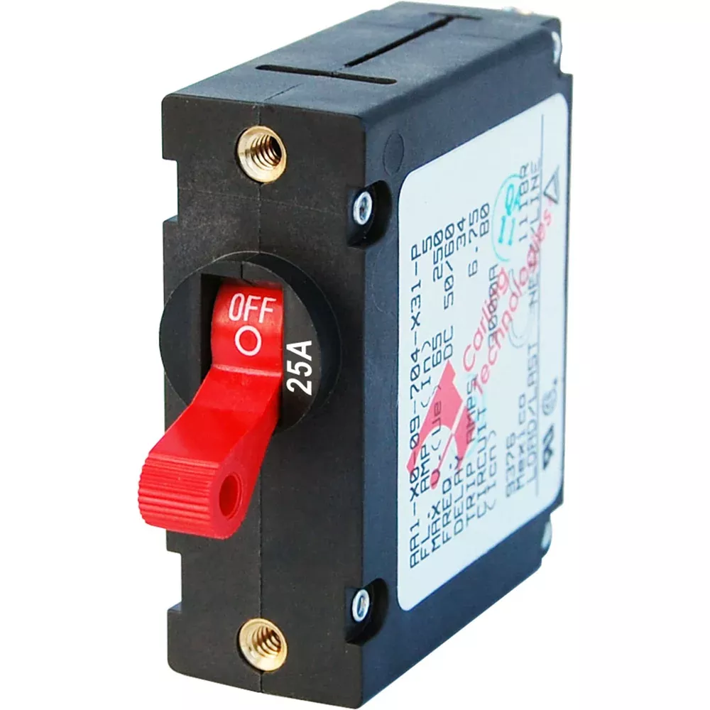 Blue Sea 7217 AC / DC Single Pole Magnetic World Circuit Breaker-25 Amp Red