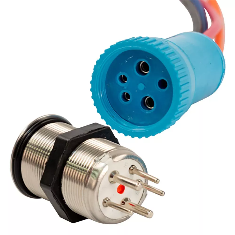 Bluewater 22mm In Rush Push Button Switch – Off/(On)/(On) Double Momentary Contact – Blue/Green/Red LED