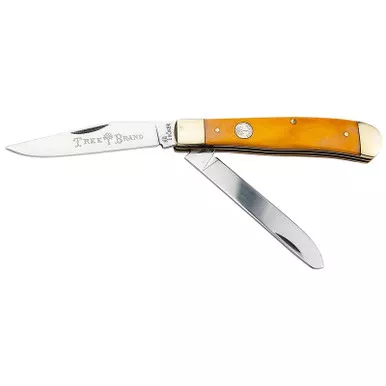 Boker 110835 Trapper Traditional Clip Point/Spey Plain D2 Steel Blade Smooth Yellow Bone Handle