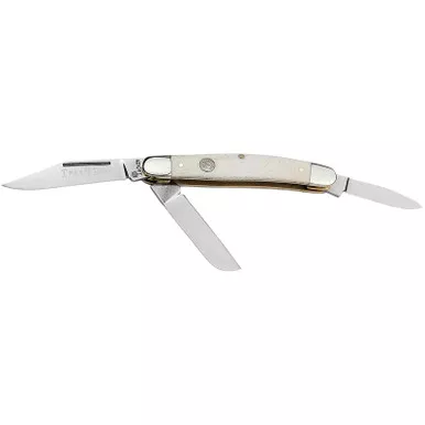 Boker 110854 Stockman Traditional Medium Clip Point/Sheepsfoot/Spey Plain D2 Steel Blade Smooth White Bone Handle