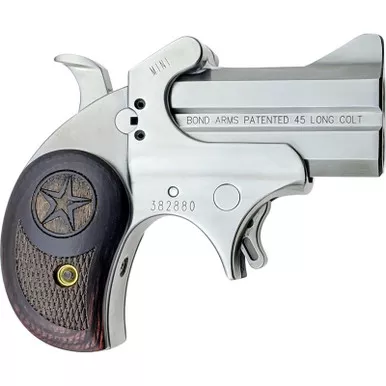 Bond Arms BAM Mini Original 45 Colt (LC) 2rd 2.50" Stainless Steel Double Barrel & Frame, Auto Extractor & Rebounding Hammer, Blade Front/Fixed Rear Sights, Rosewood Grips, Manual Safety