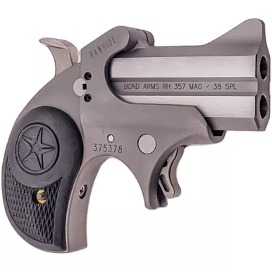 Bond Arms BARHR Rawhide 38 Special/357 Mag 2 Shot 2.50" Rough Matte Stainless Steel Barrel & Frame, Black Rubber Grips