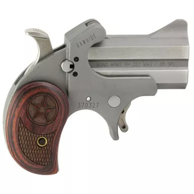 Bond Arms BARHRW Rawhide 38 Special/357 Mag 2 Shot 2.50" Rough Matte Stainless Steel Barrel & Frame, Rosewood Grips