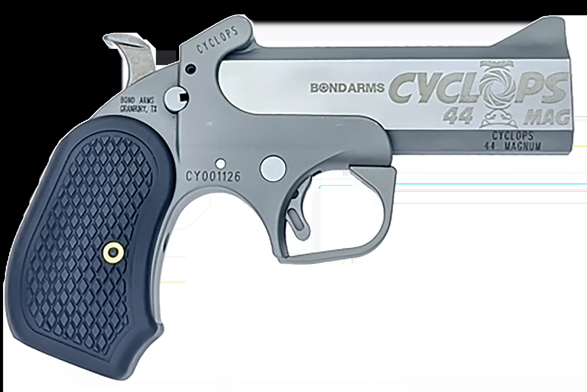 Bond Arms Cyclops Big Bore 44 Mag 1rd, 4.25″ Matte Stainless Steel w/Engraved Barrel