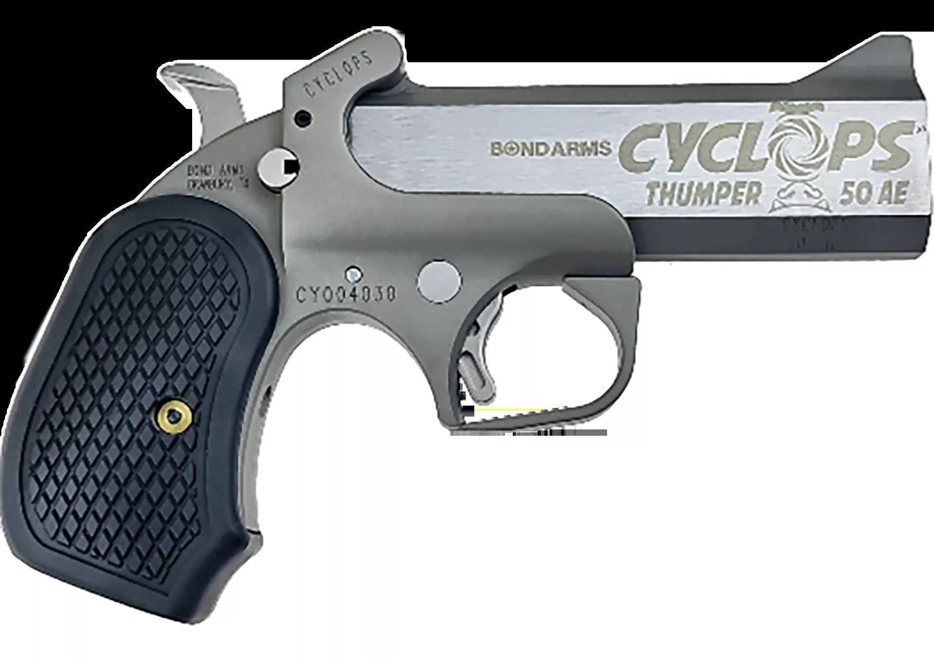 Bond Arms Cyclops Thumper 50 Action Express Pistol 1rd Shot 4.25″ Black/SS Barrel BACY