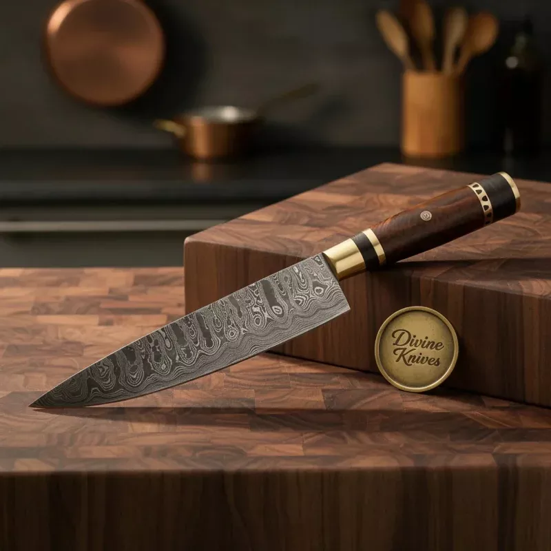 Bone Handle Damascus Santoku Chef Knife for a Traditional Artisan Finish