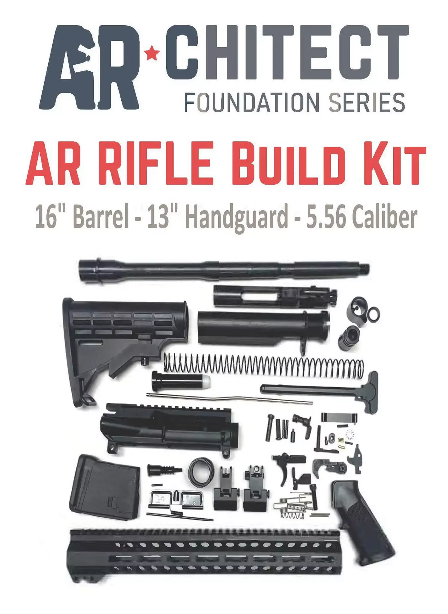 Bowden Tactical AR Rifle Build Kit Complete13″ M-Lok Handguard Mil-Spec Parts Flip Up Sights