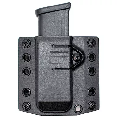 Bravo Concealment Single Magazine Pouch Fits Glock 43 & Smith & Wesson M&P Shield Mags, Small, 1.5" Belt Loops, Ambidextrous