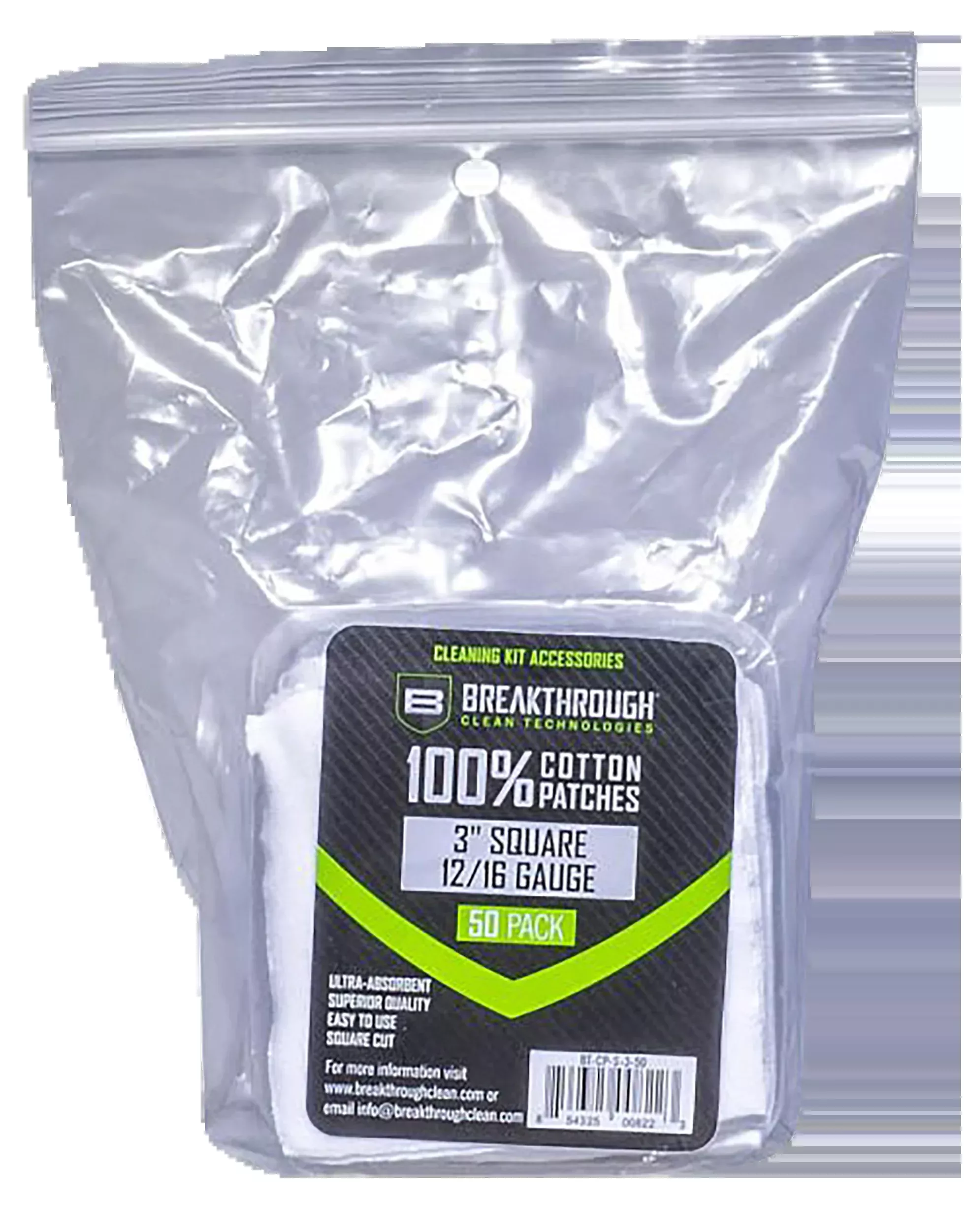 Breakthrough Cleaning Patches - 3" Square .12/.16 Ga 50 Pack