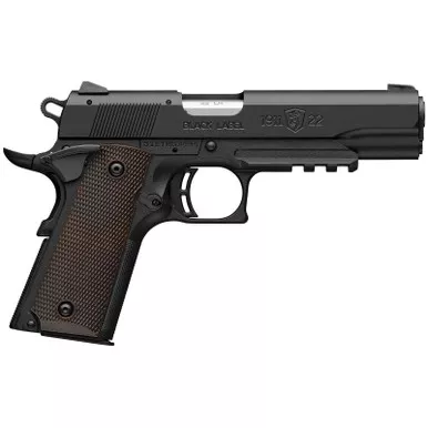 Browning 051065490 1911 Black Label Full Size Frame 22 LR 10+1 4.25" Stainless Steel Barrel, Matte Black Serrated Slide, Matte Black Polymer Frame w/Picatinny Rail, Brown Composite Grip