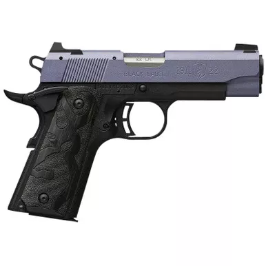 Browning 051894490 1911 Black Label Compact Frame 22 LR 10+1, 3.63" Matte Stainless Steel Barrel, Crushed Orchid Cerakote Serrated Slide, Matte Black Polymer Frame w/Beavertail